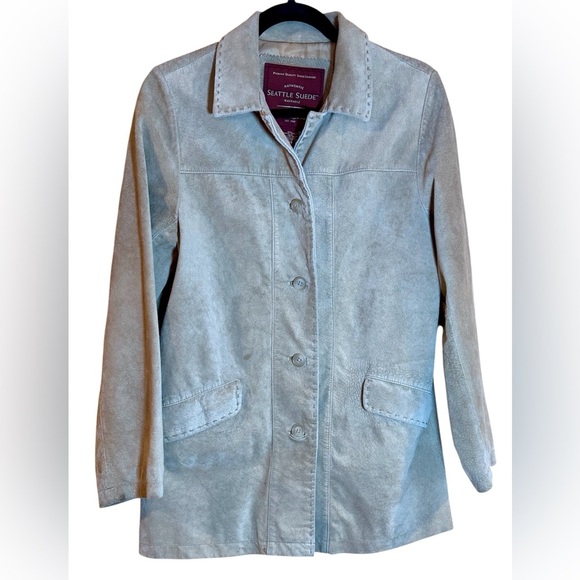 Eddie Bauer Seattle Vintage Suede-Leather Washable Women's Tan  Jacket, size XS - Picture 3 of 16